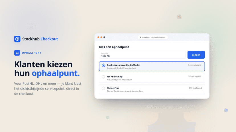 Klanten kiezen hun ophaalpunt