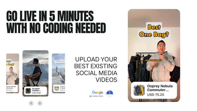 Go live in 5 minutes with no coding needed
