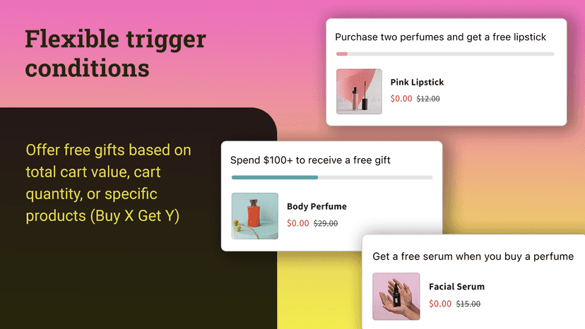Flexible gift offer trigger conditions