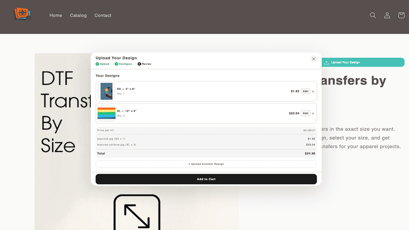 GangFlow: configure size, replace or remove uploaded design