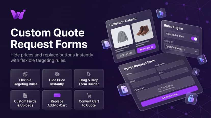 Custom quote request form with file uploads and targeting rules