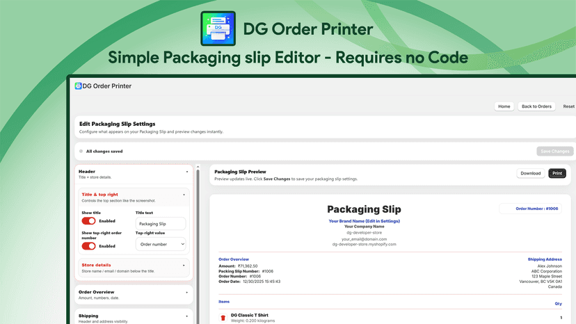 DG Order Printer Packaging Slip Editor
