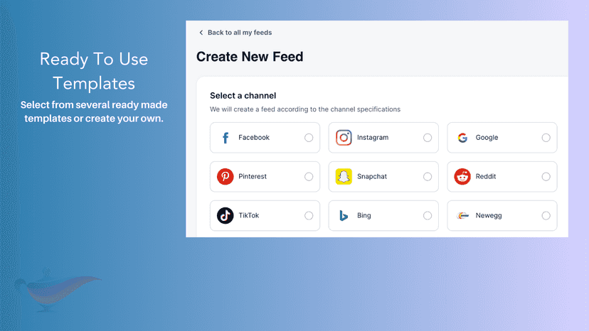 Choose from predefined marketing channel templates