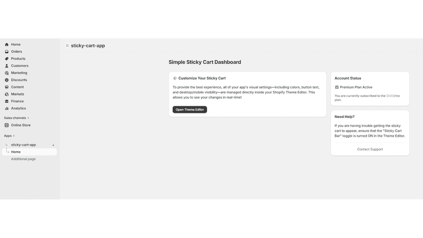 Dashboard view if the user subscribed to the app