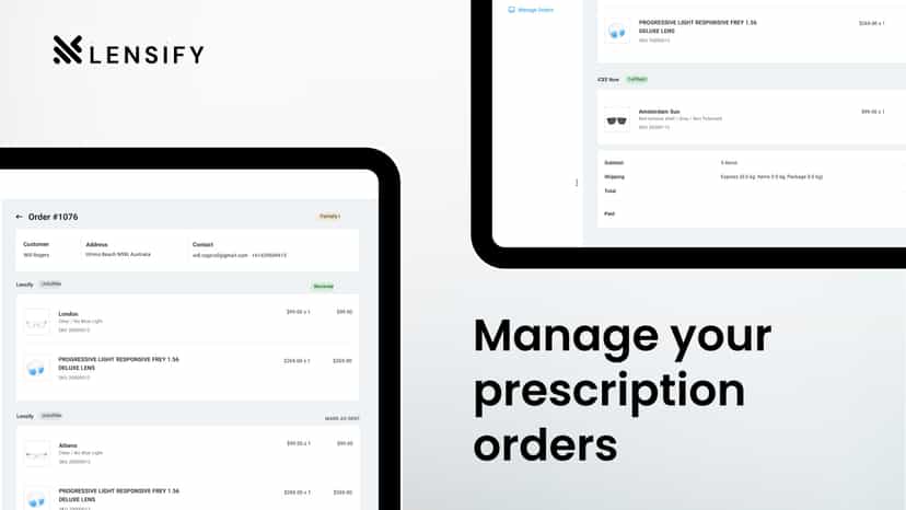 Lensify Manage orders