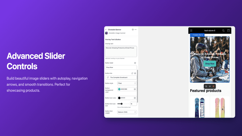 Advanced slider controls with autoplay and transitions