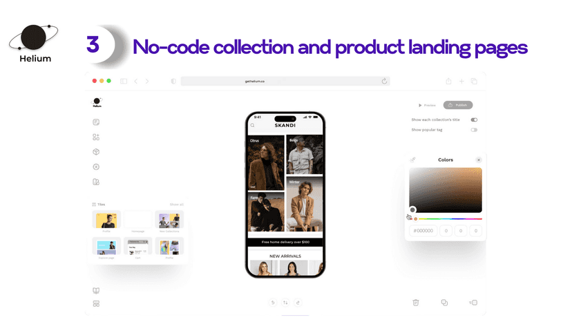 No-code collection and product landing pages
