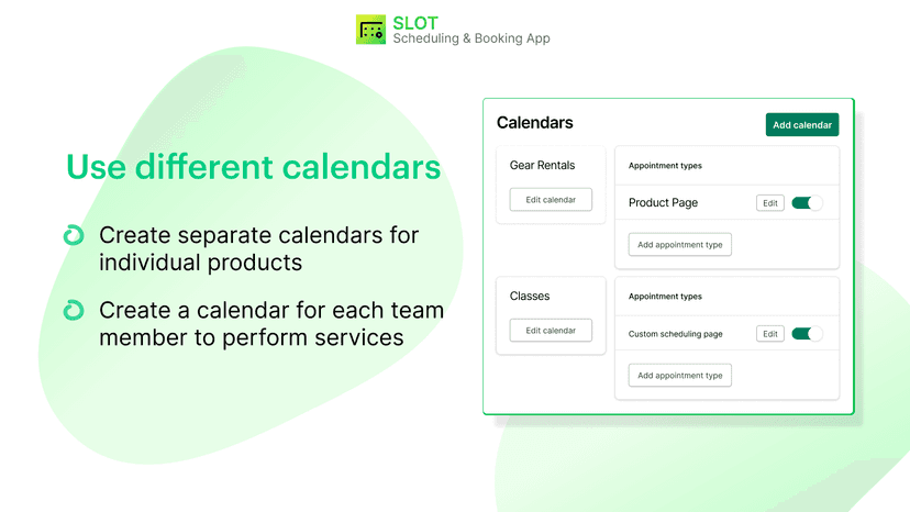 Create separate calendars for individual products