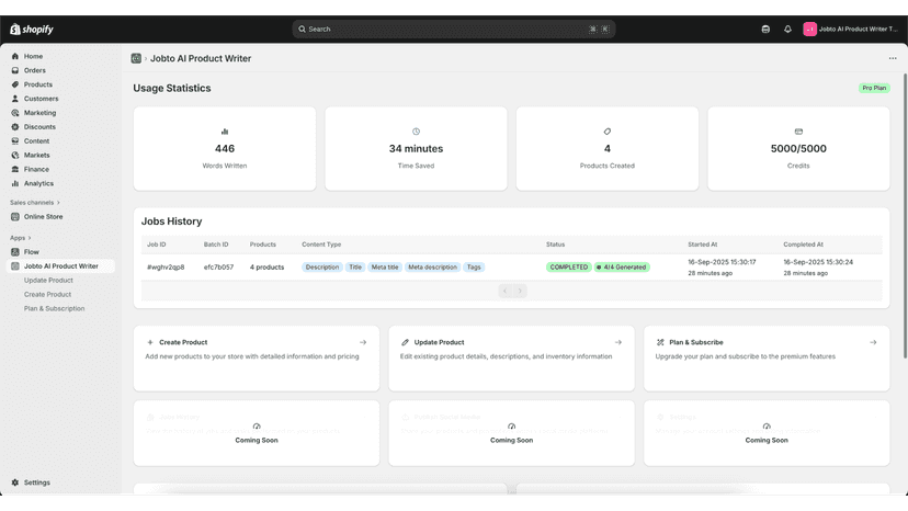 main page - dashboard