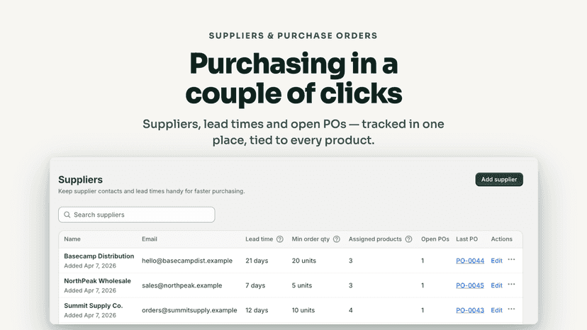 Suppliers & purchase orders
