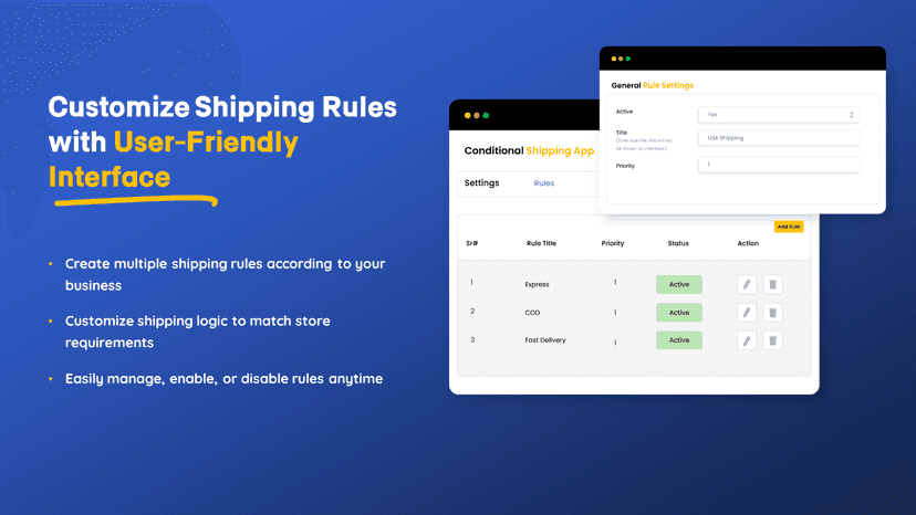Control shipping methods