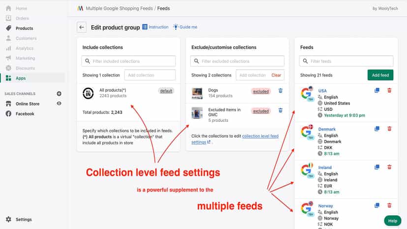 Each collections can have its own feed settings
