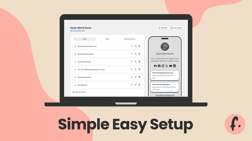 Easy Setup Dashboard for Link in Bio Page