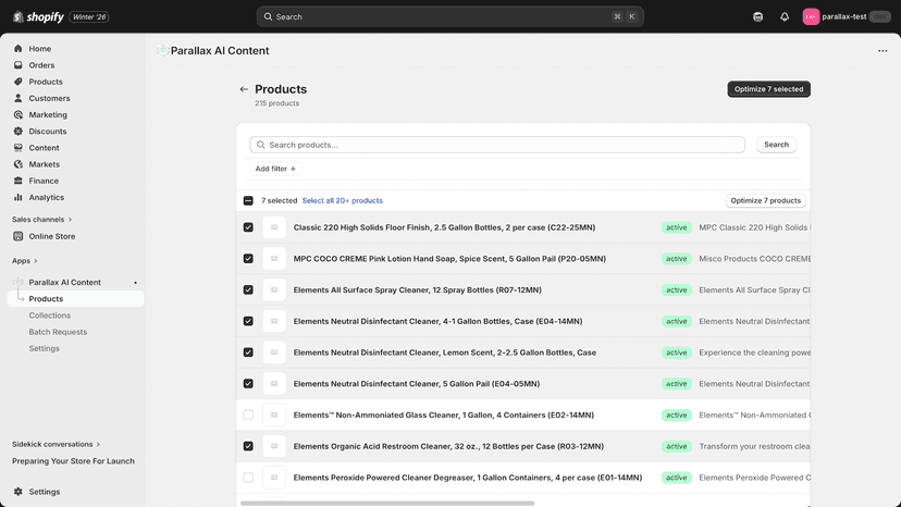 Choose the product or collections you want to optimize