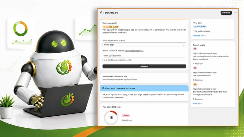 Dashboard showing AI-powered audit setup, recent audit results