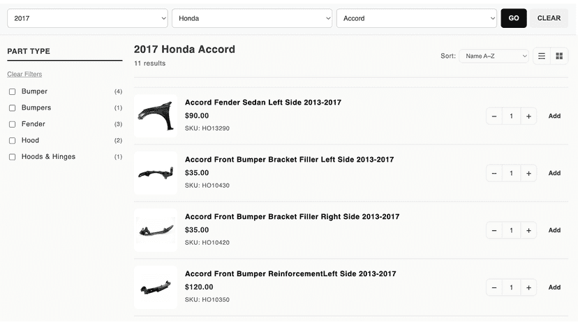 Year Make Model Filter (customer ui)