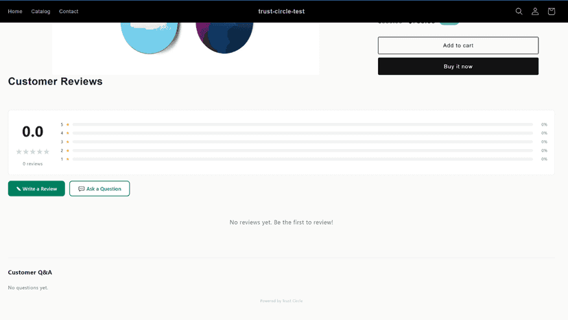 Product review widget with rating bars Write a Review button