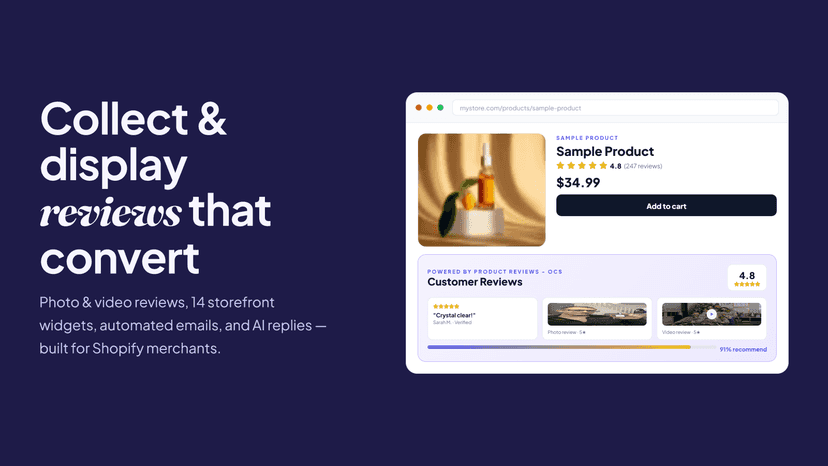 Product reviews - OCS app showing star ratings on product page