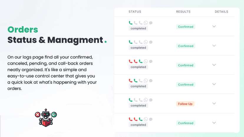 Status management and customer notes
