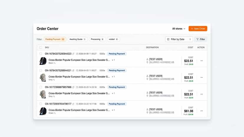 Automated order sync dashboard with fulfillment status.
