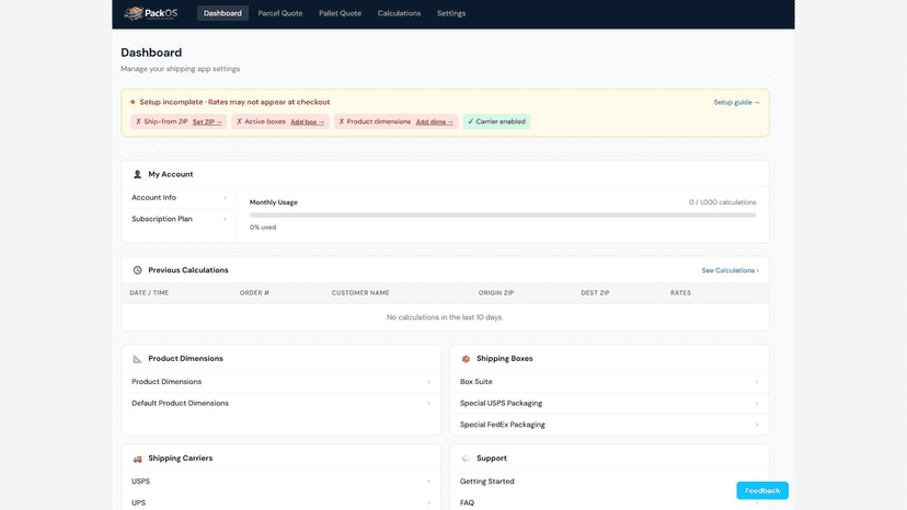 PackOS Dashboard