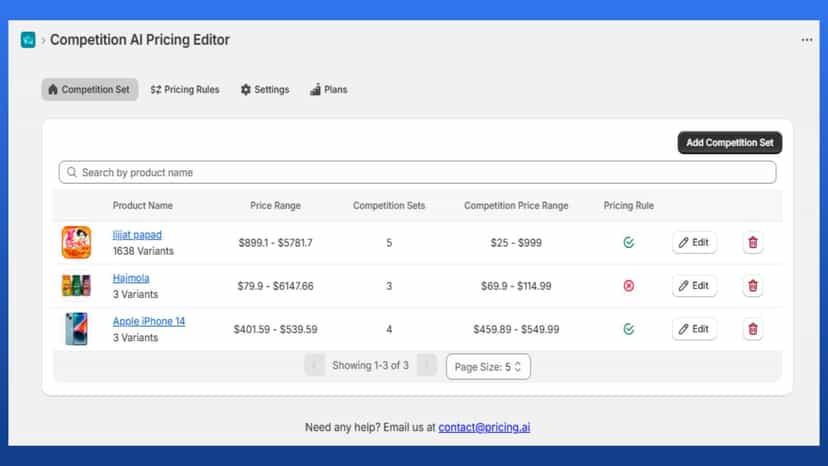 Competitor AI Pricing Editor