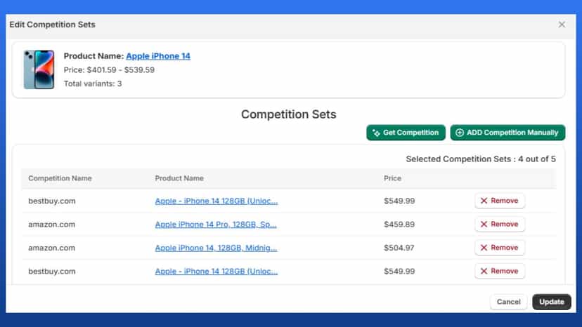 Add Competitor with the help of AI