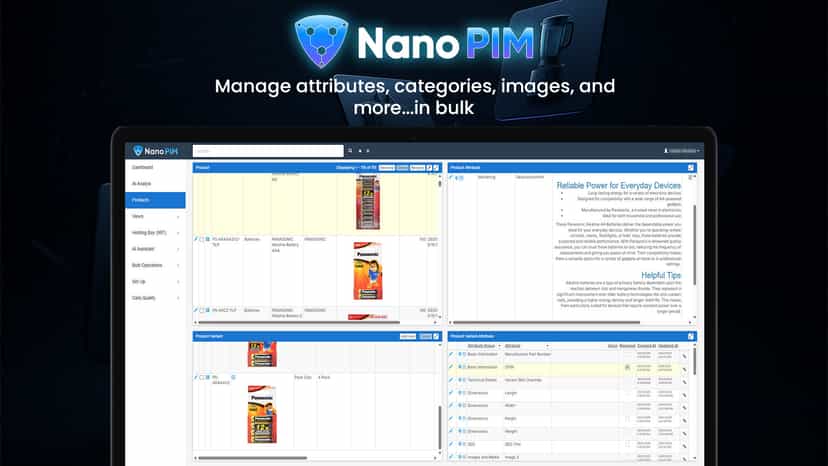 Manage attributes, categories, images, and more...in bulk