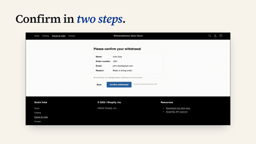 Confirm in two steps.