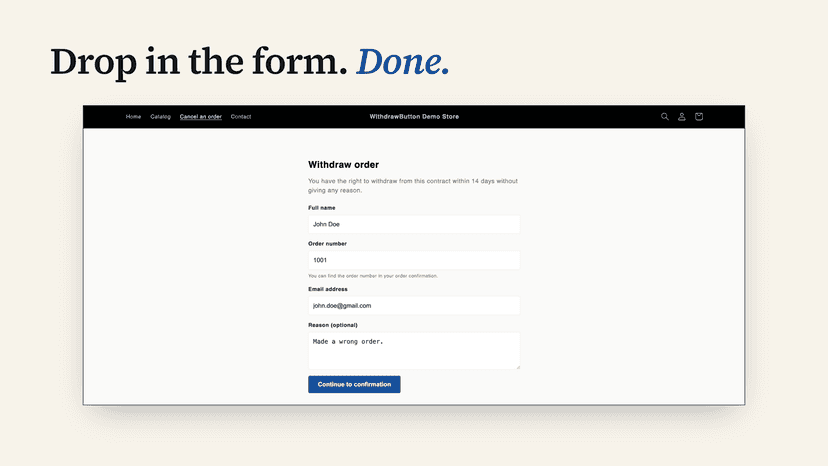 Drop in the form. Done.