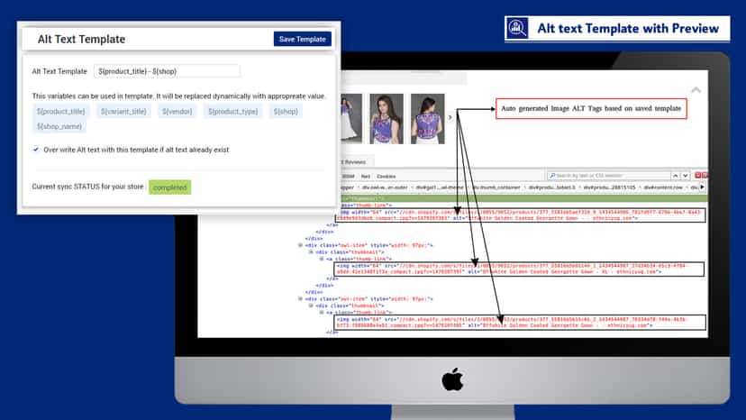 ALT tags / text for product images, dynamic and automatic
