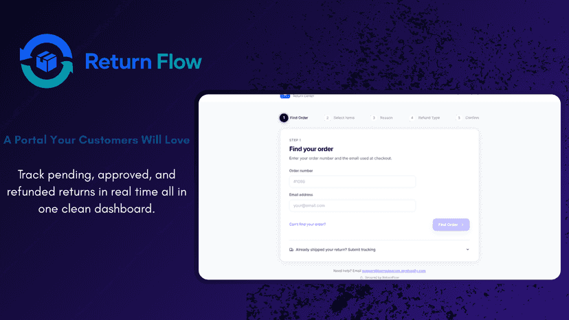 Branded customer portal for submitting returns without account