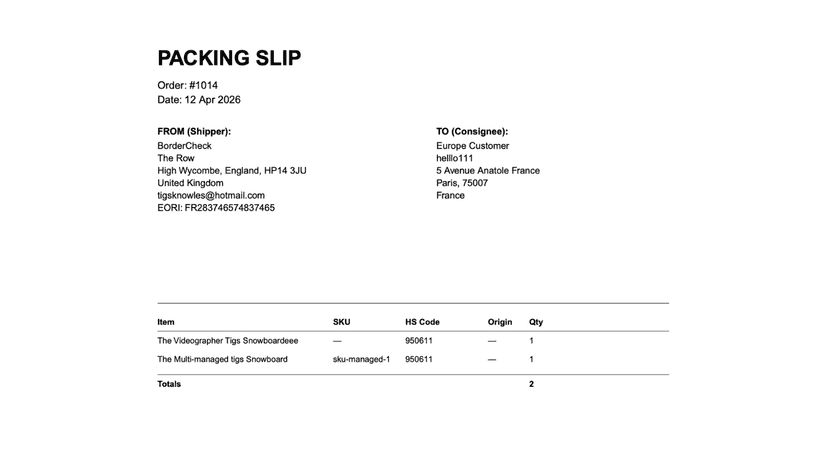 Print or download packing slip