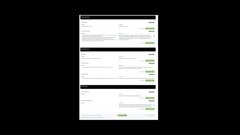 CataSEO - Product Optimization Review & Approval Screenshot