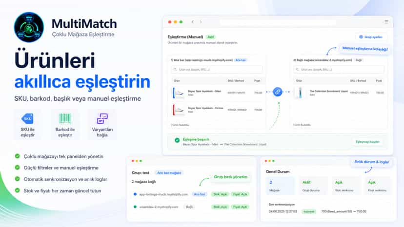 Ürün eşleştirme listesi ve senkron durumları