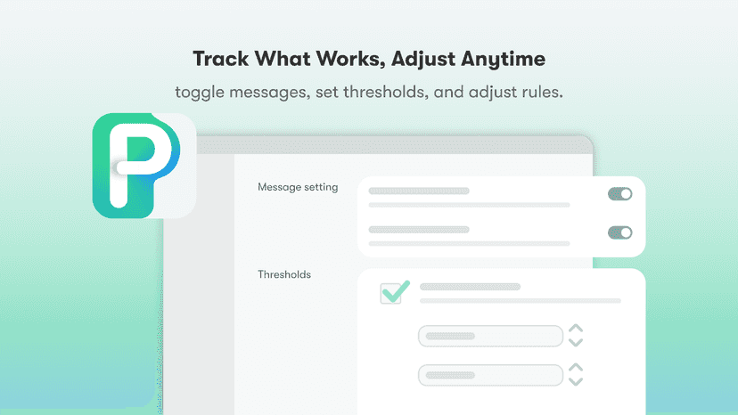 Settings panel to toggle messages, thresholds, and rules