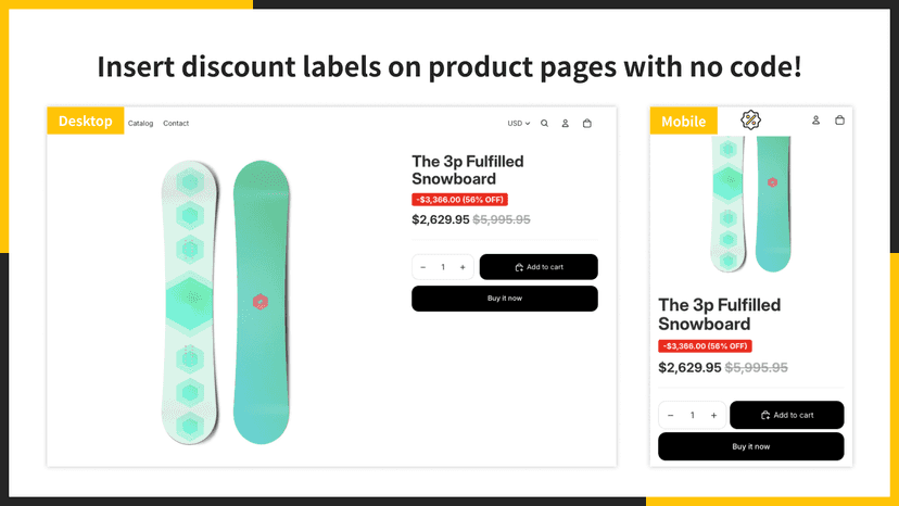 Insert discount labels on product pages with no code!