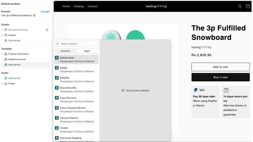 Customization Page