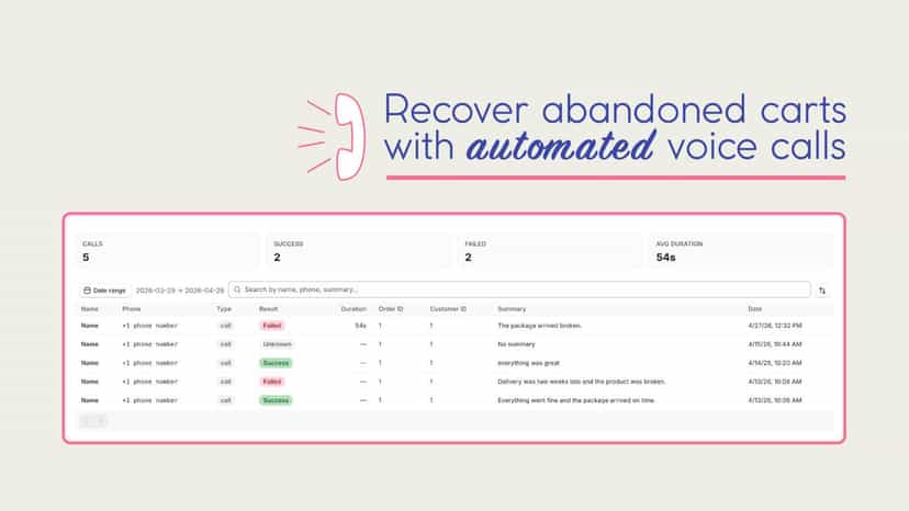 Recover abandoned carts with automated calls