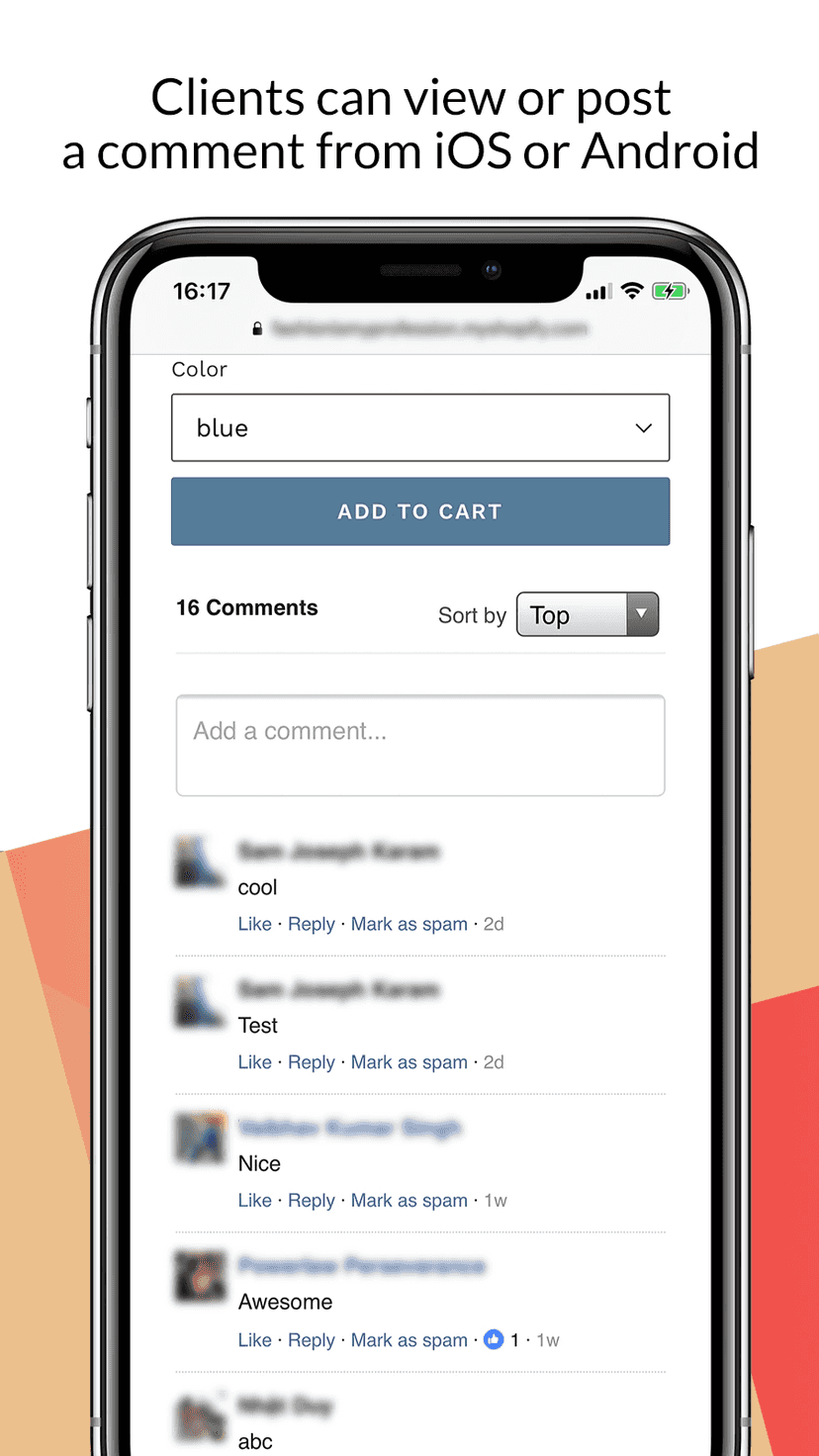 Facebook comments for Shopify on mobile