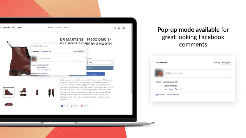 Facebook Comments pop-up for Shopify