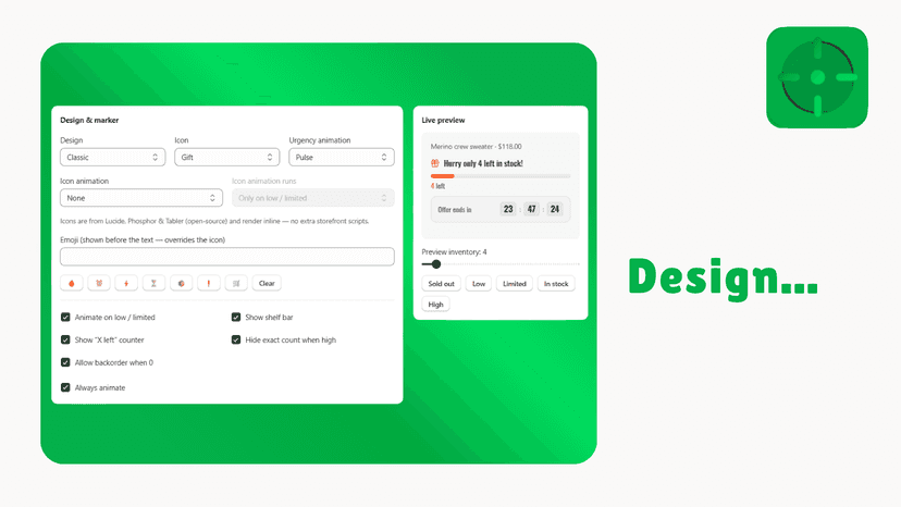 Design Low Stock Counter