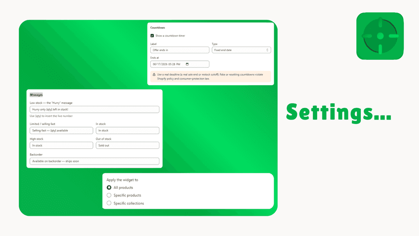 Settings Low Stock Counter