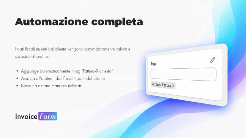 I dati del cliente vengono associati automaticamente all'ordine