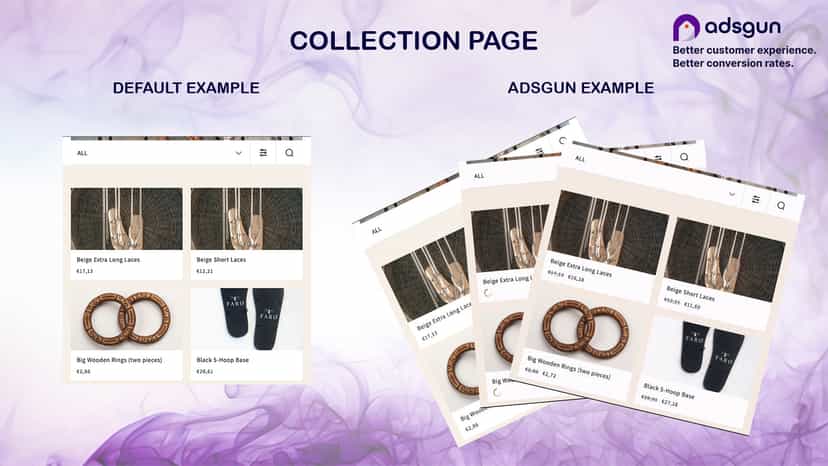 Default vs Adsgun Collection Page