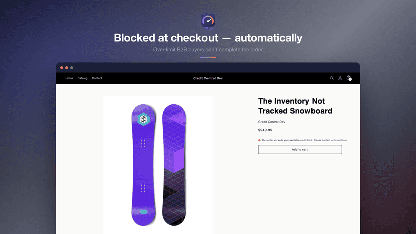 Over-limit B2B order blocked at checkout