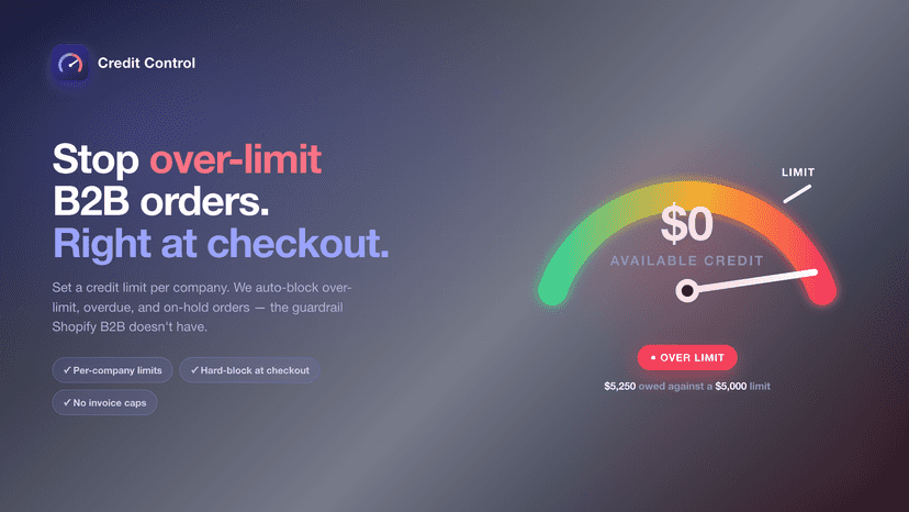 Credit Control: block over-limit B2B orders at checkout