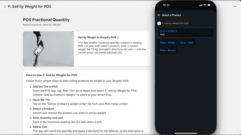 Product search in pos app