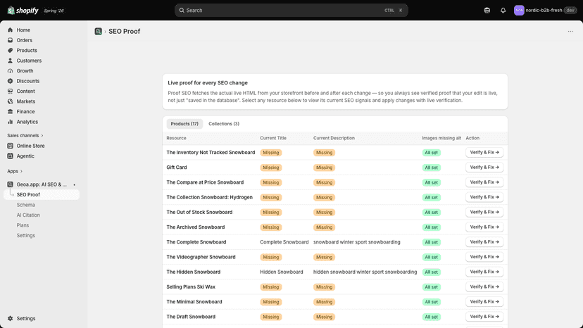 Proof - Geoa.app: AI SEO & AEO on Auto