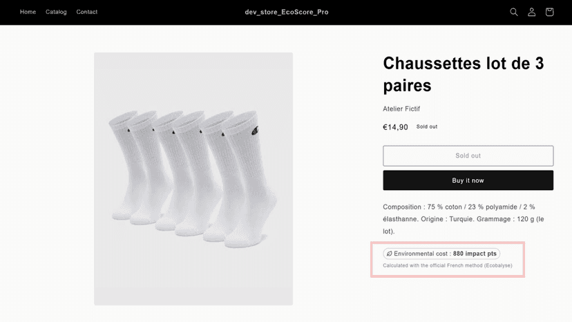 image d'un ecoscore affiché sur un produit